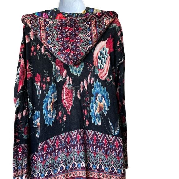 Johnny Was Floral Multicolor Patterned Long Sleeve Hooded Cardigan Sweater M - Picture 15 of 15